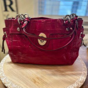 Coach Pink Alligator Patent Leather Purse